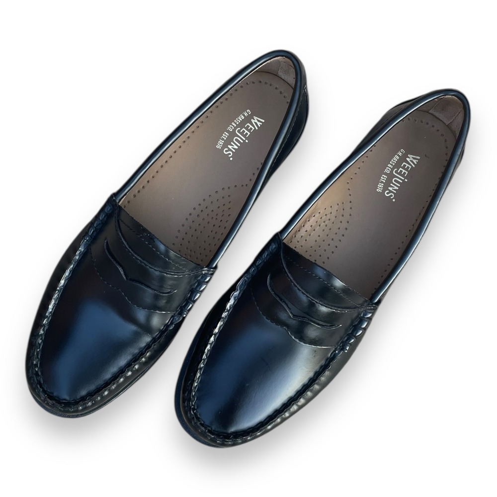 GH Bass Weejuns Whitney Black Leather Penny Loafers Women's Size 6 Preppy